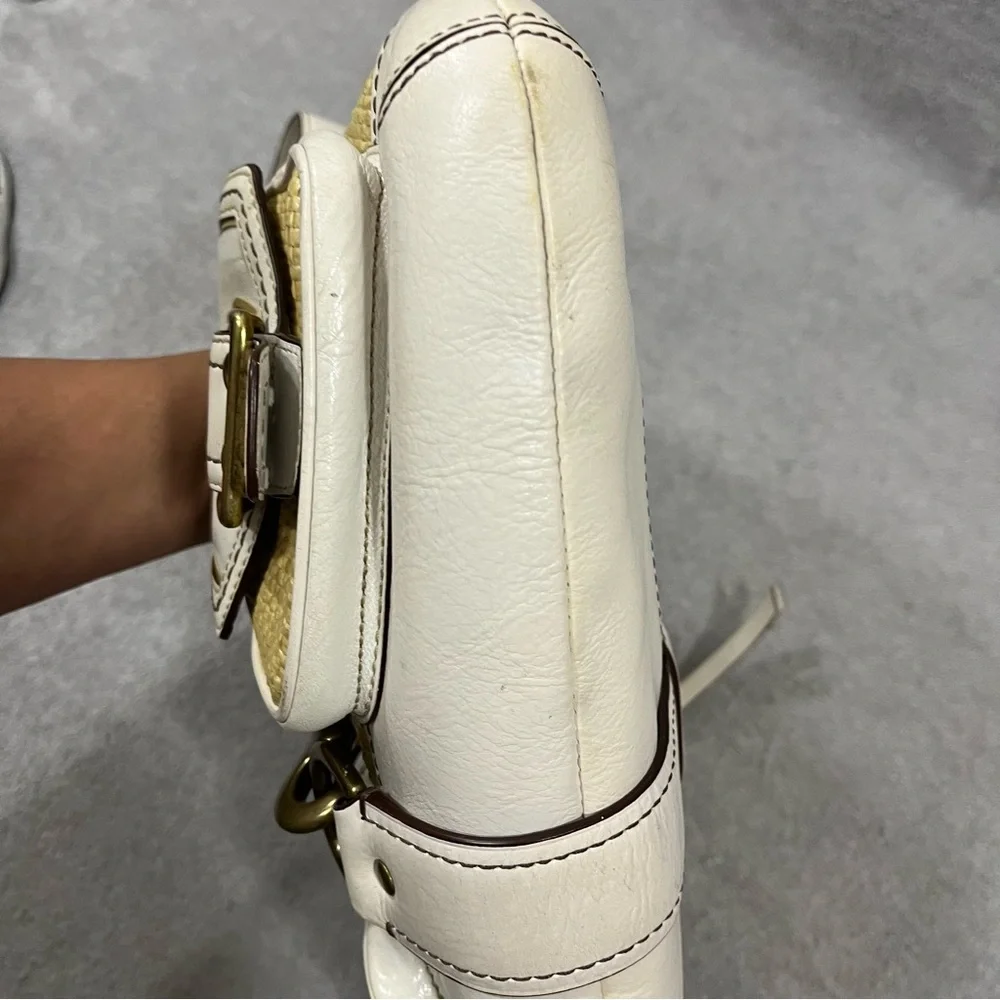 COACH Legacy M05k-105 Natural Straw Leather purse Shoulder bag Brass Read - Picture 5 of 13